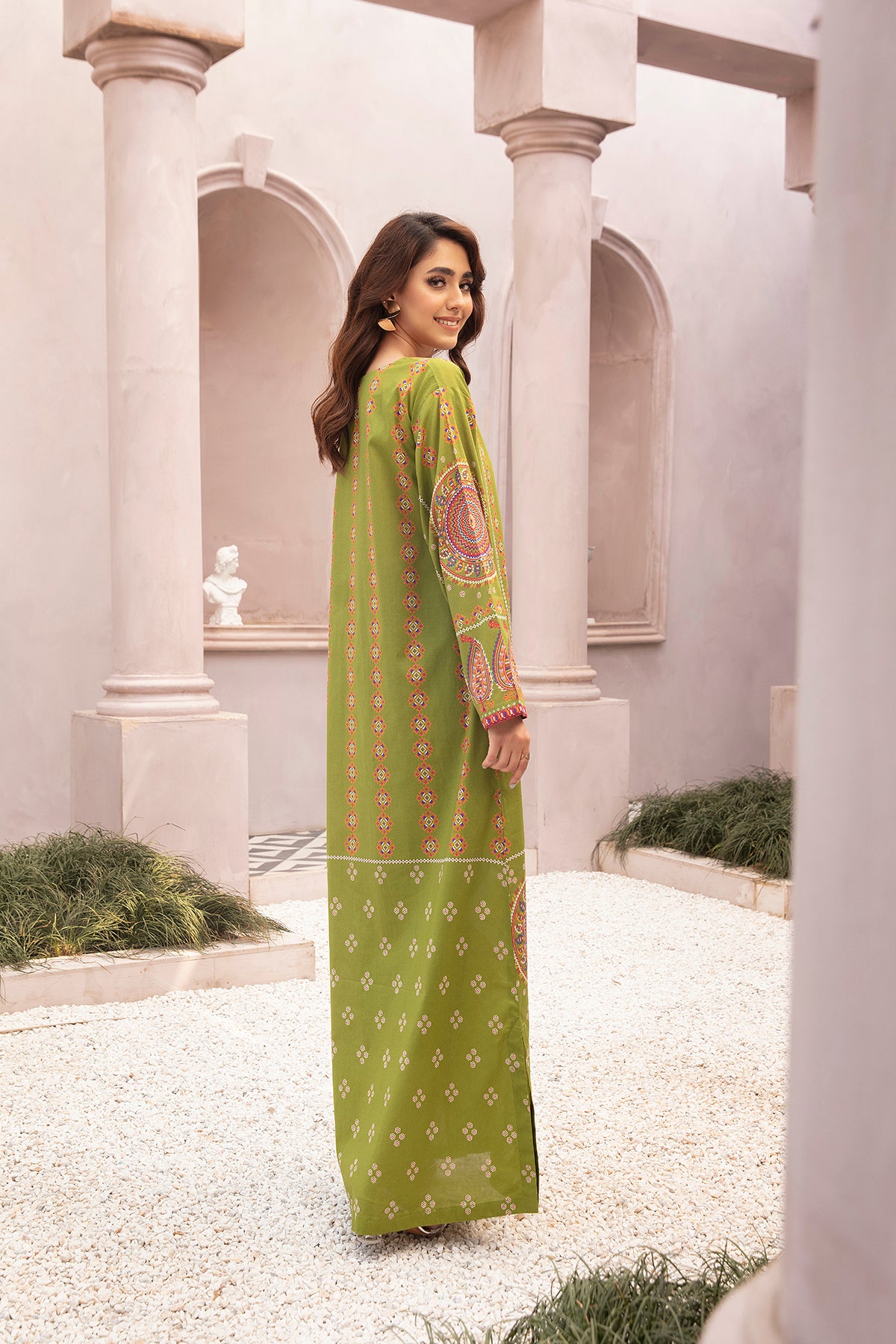 DE22-11-Side Pocket Printed Fustaan 1PC