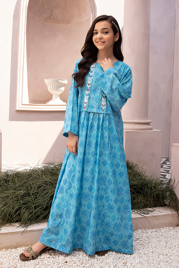 DE22-15-Printed Embroidered Fustaan 1PC
