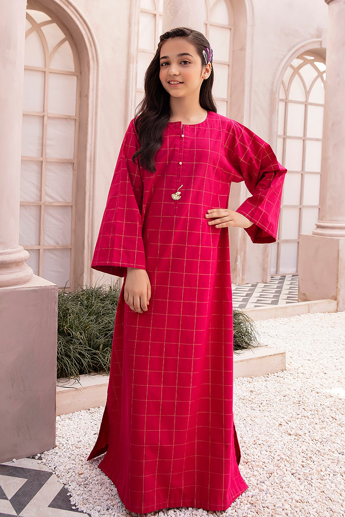 DE22-18-Button Detailing Basic Fustaan 1PC