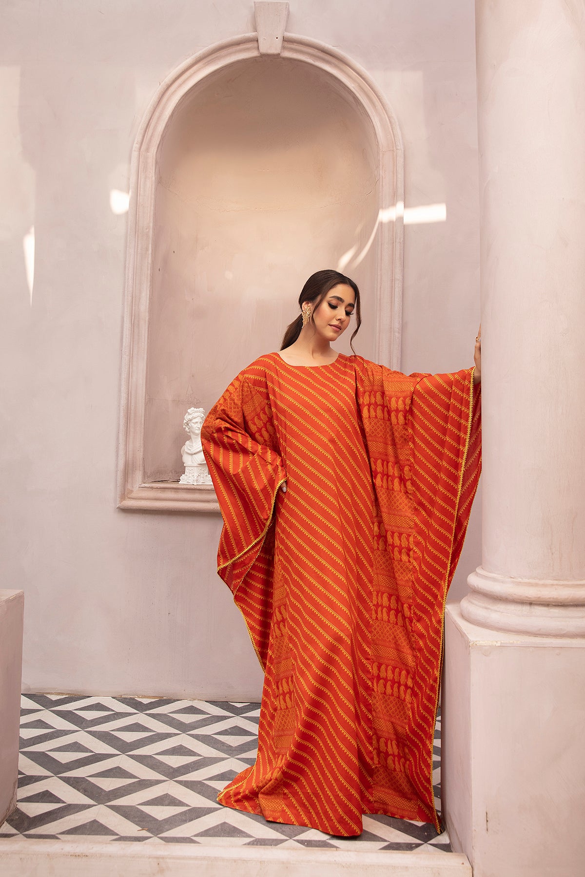DE22-40-Printed Kaftan Fustaan 1PC
