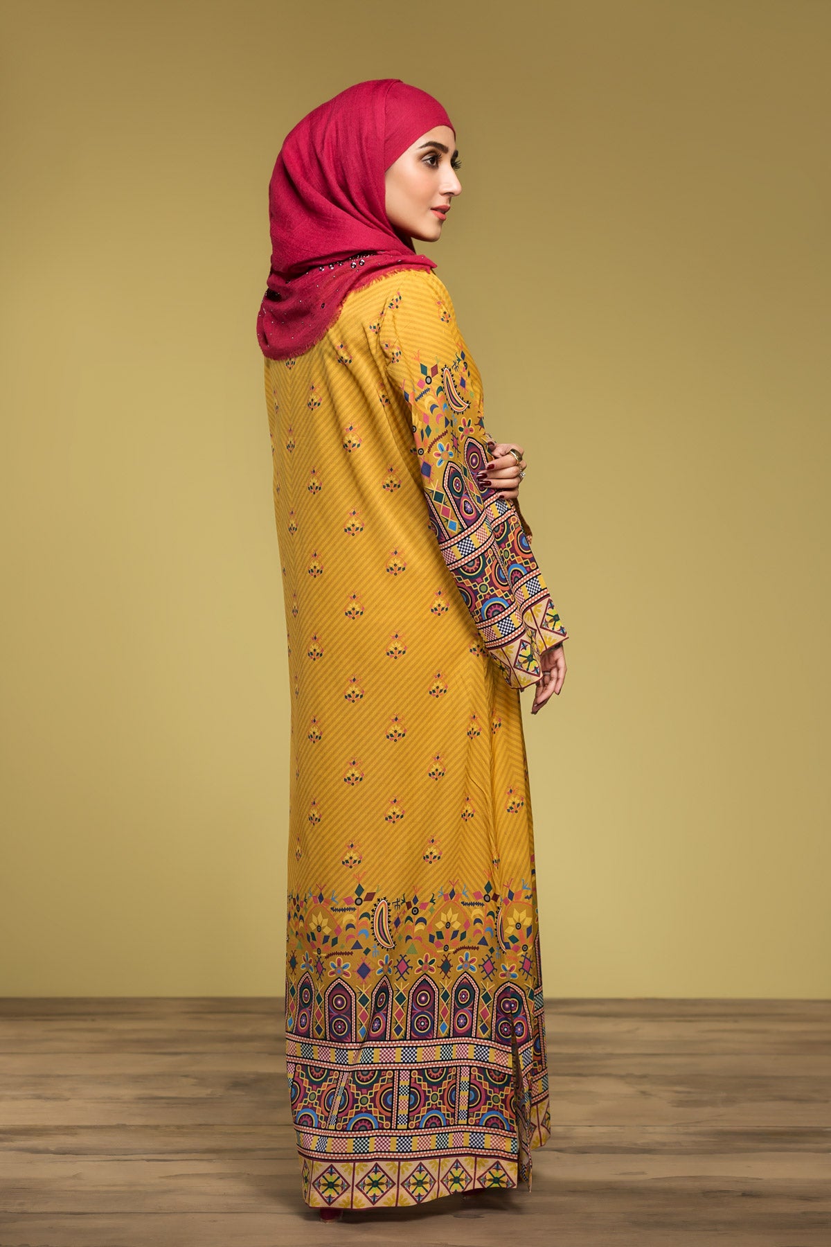 DS20-01 Printed Stitched Jalabiya – 1PC - Nishat Linen UAE