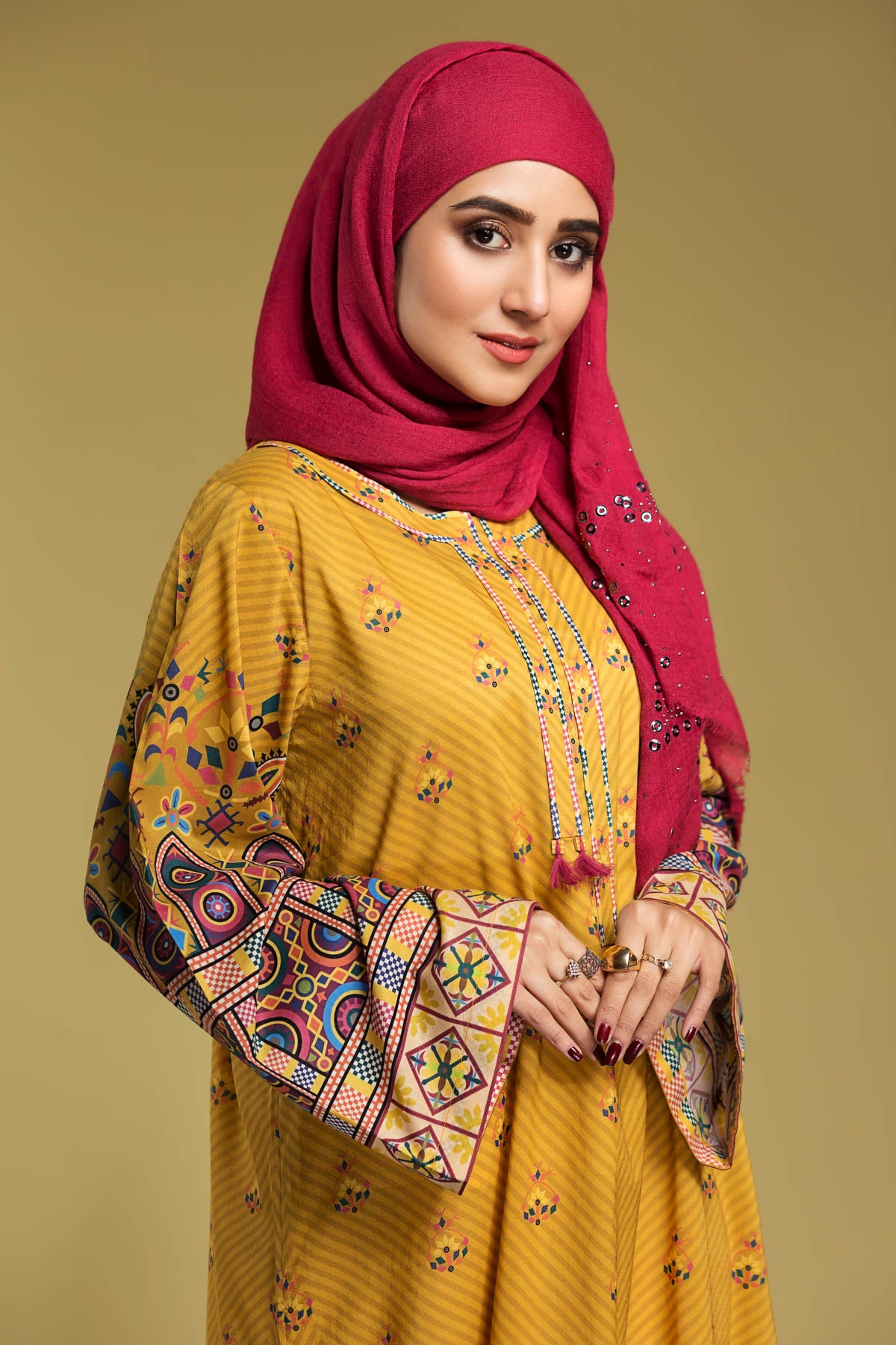 DS20-01 Printed Stitched Jalabiya – 1PC - Nishat Linen UAE