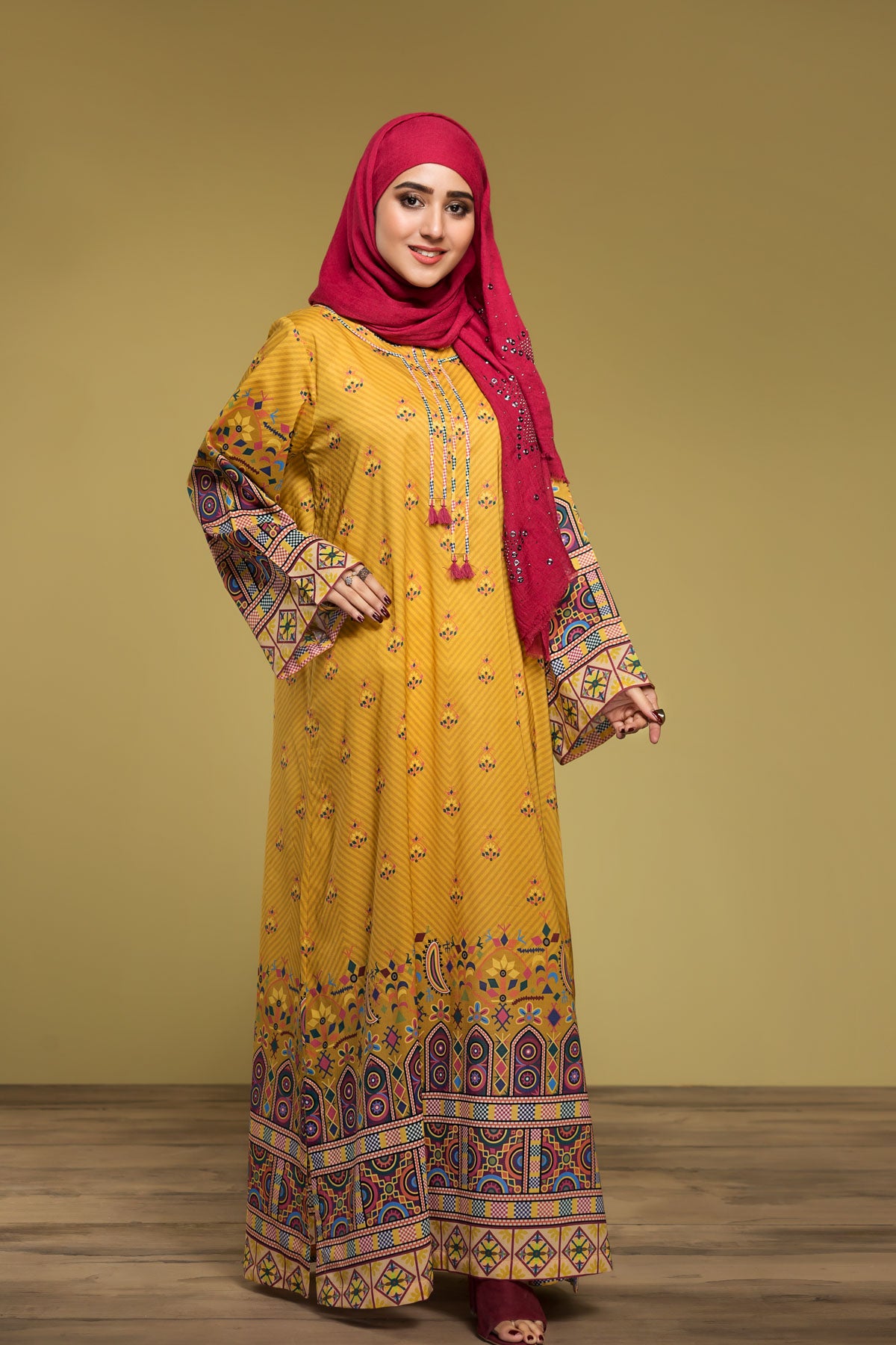 DS20-01 Printed Stitched Jalabiya – 1PC - Nishat Linen UAE