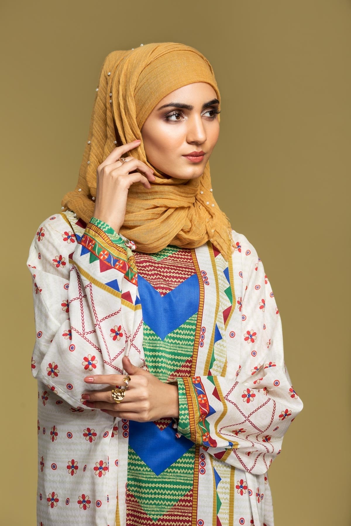 DS20-08 Printed Stitched Fustaan  1PC