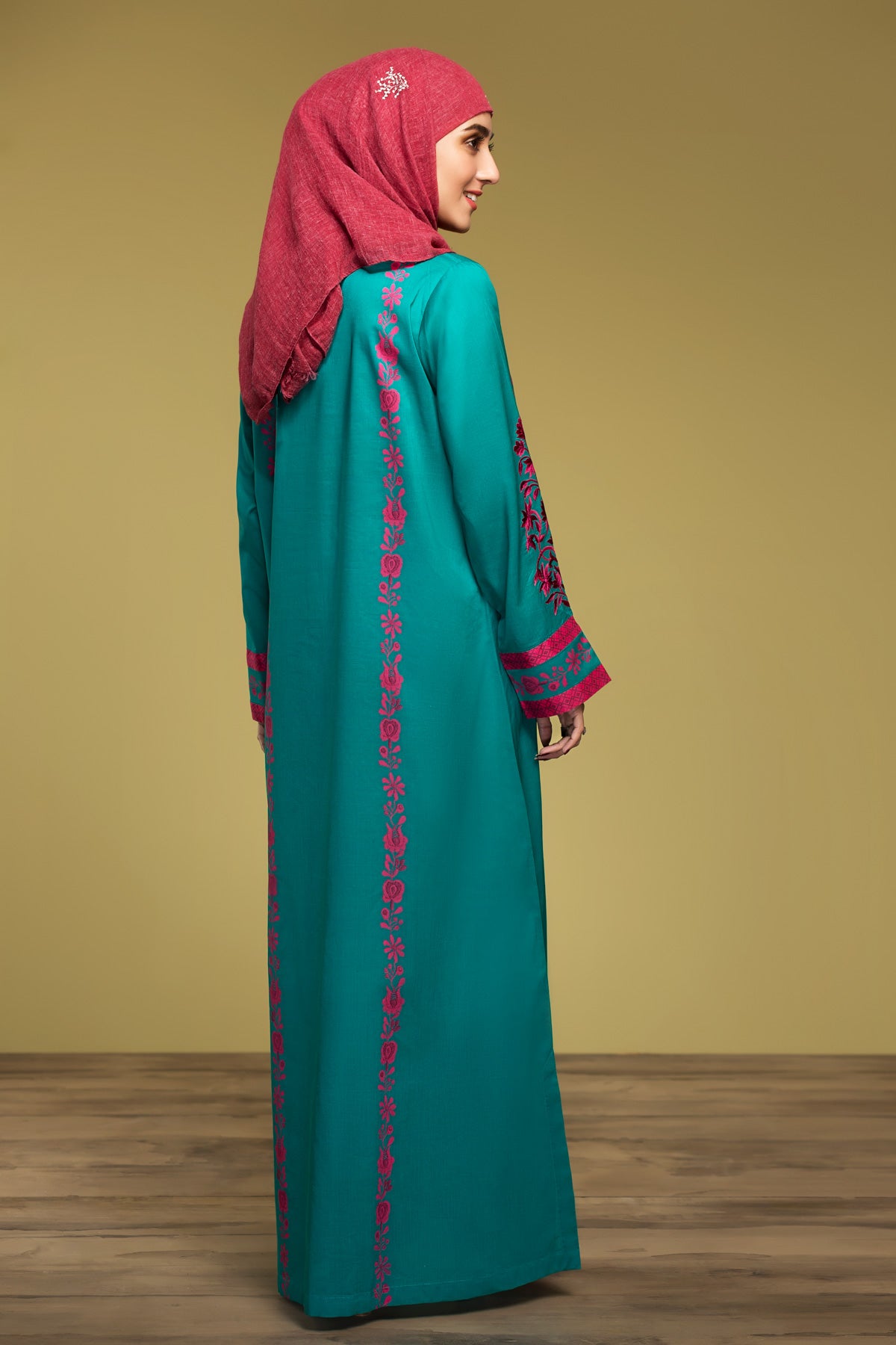 DS20-11 Printed Embroidered Stitched Jalabiya – 1PC - Nishat Linen UAE