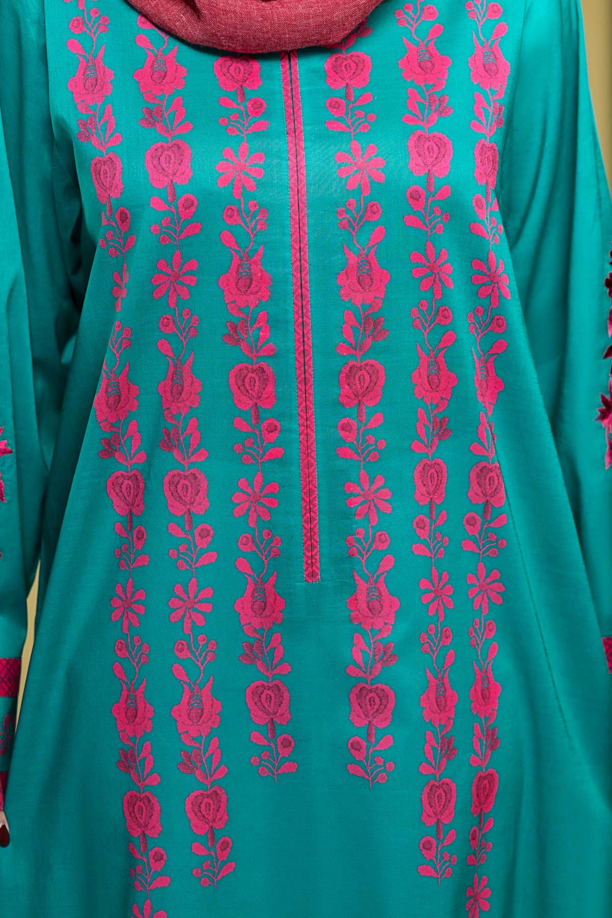 DS20-11 Printed Embroidered Stitched Jalabiya – 1PC - Nishat Linen UAE