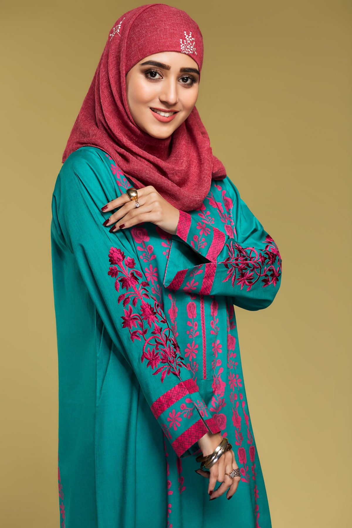 DS20-11 Printed Embroidered Stitched Jalabiya – 1PC - Nishat Linen UAE