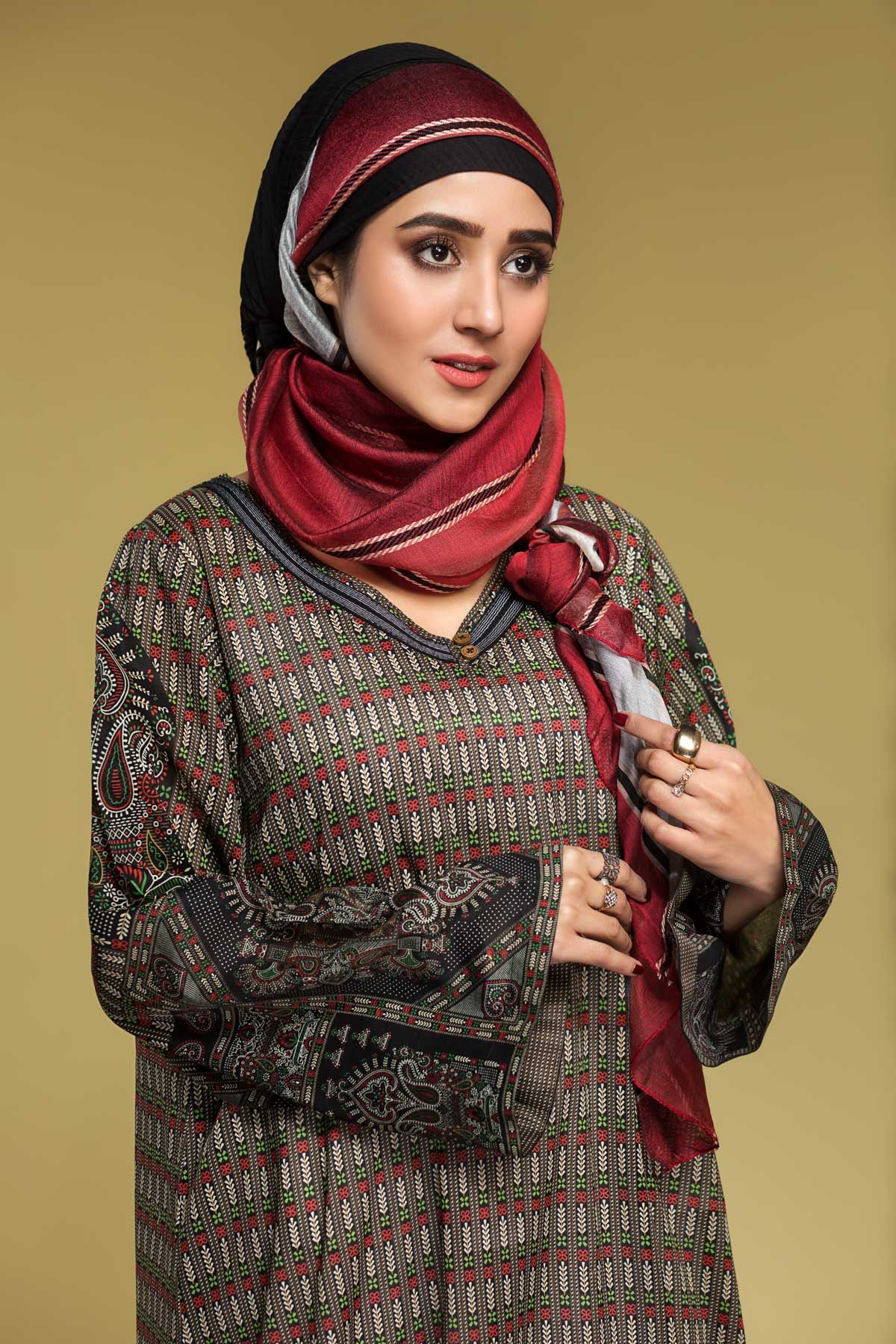 DS20-13 Printed Stitched Fustaan  1PC