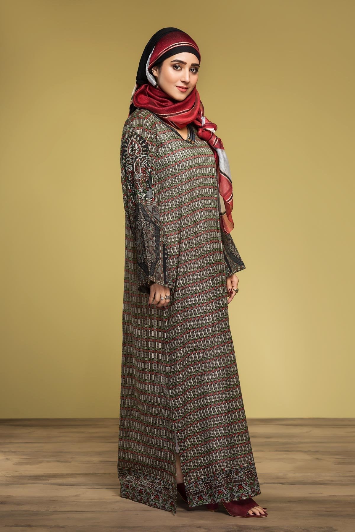 DS20-13 Printed Stitched Fustaan  1PC