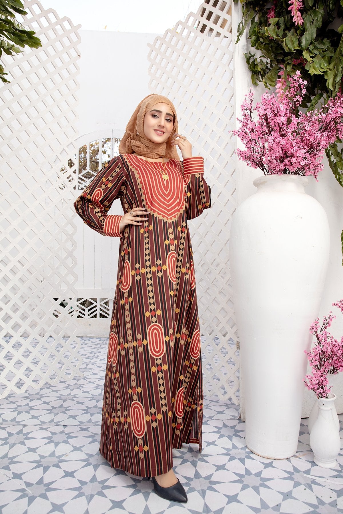 DS20-34 Printed Stitched Fustaan  1PC