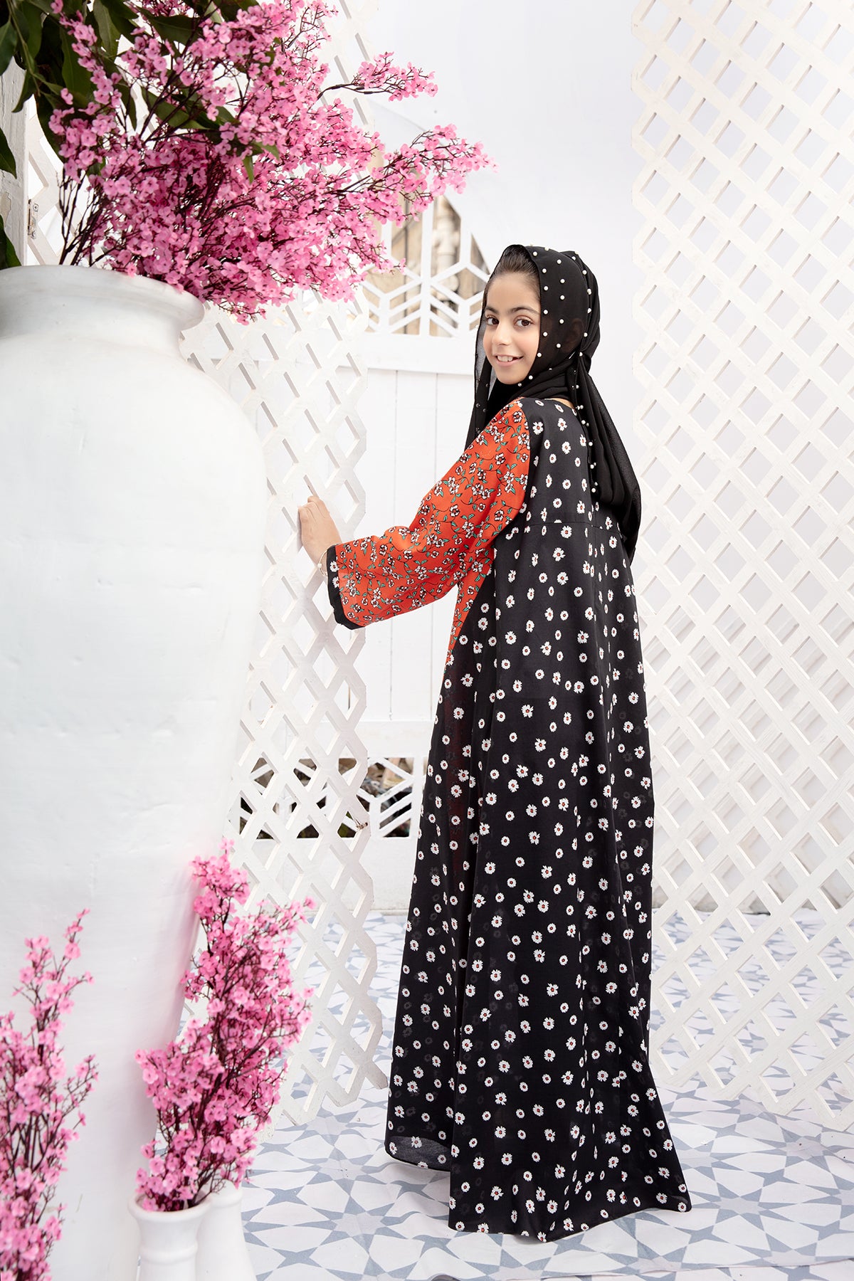DS20-35 Printed Stitched Fustaan for Kids - 1PC