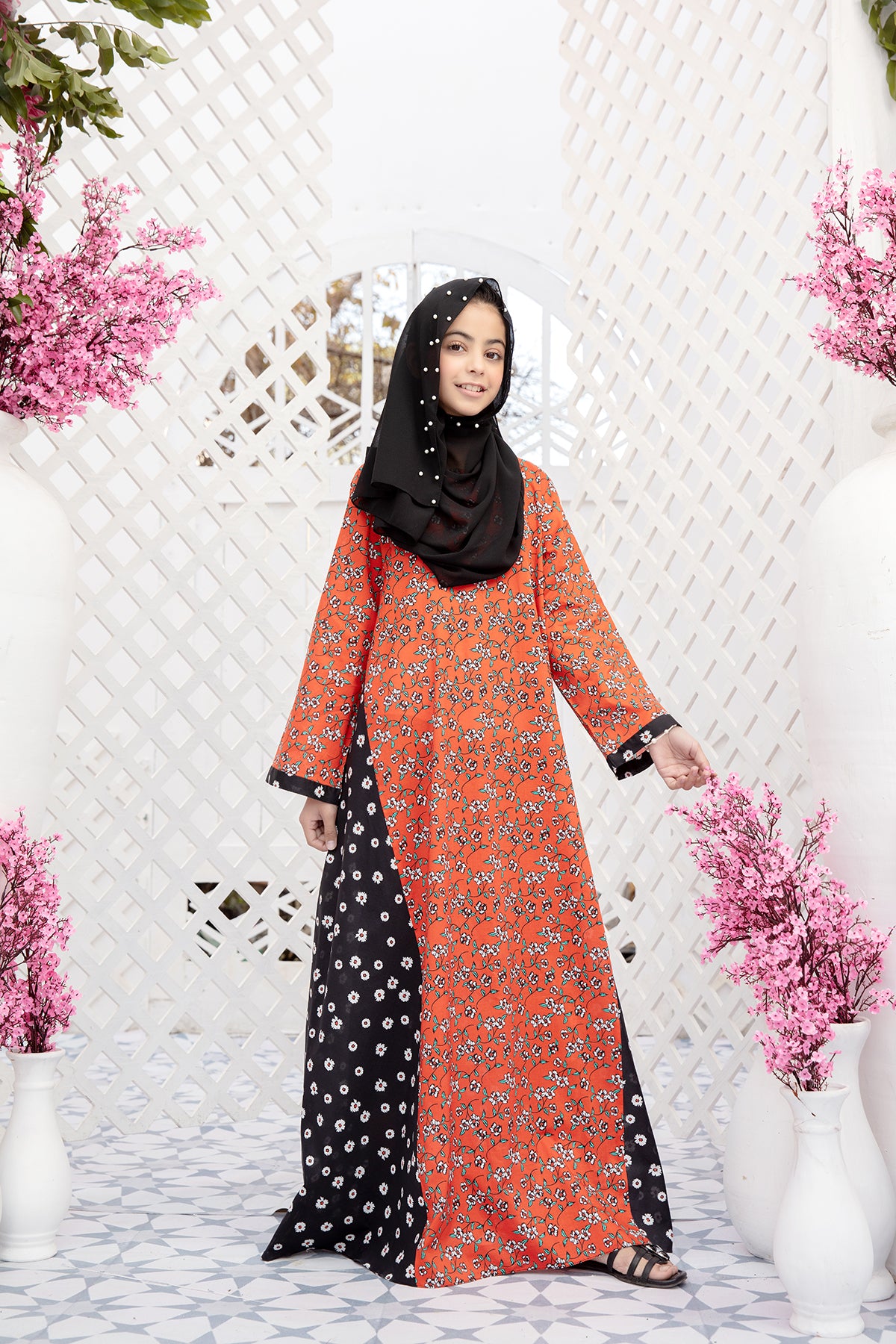 DS20-35 Printed Stitched Fustaan for Kids - 1PC