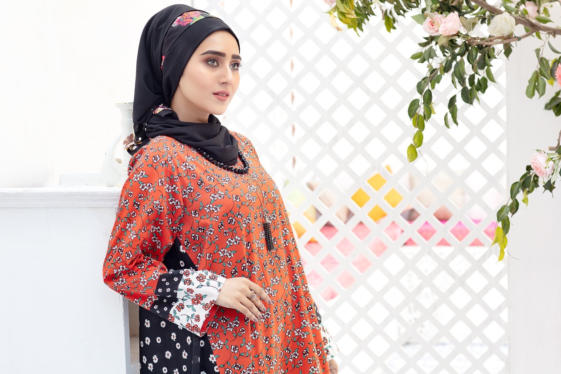 DS20-36 Printed Stitched Fustaan  1PC