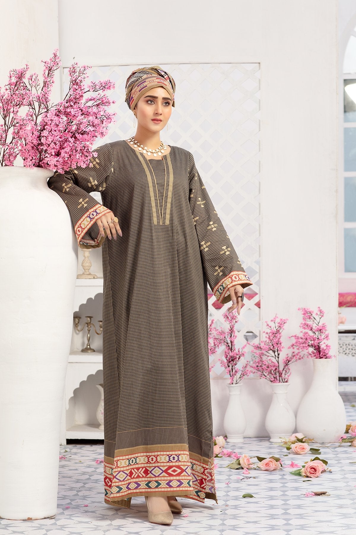 DS20-37 Printed Stitched Fustaan  1PC