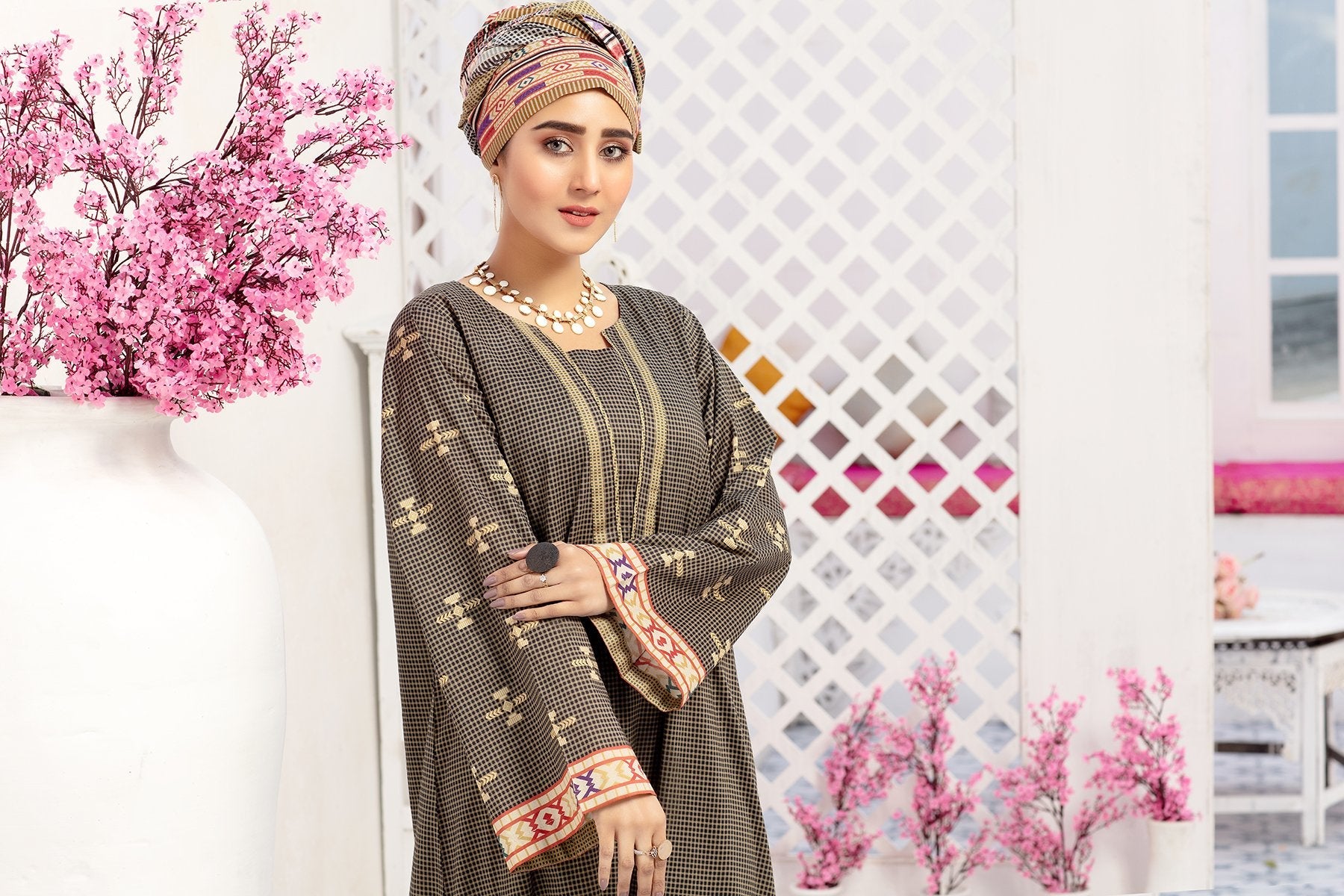 DS20-37 Printed Stitched Fustaan  1PC