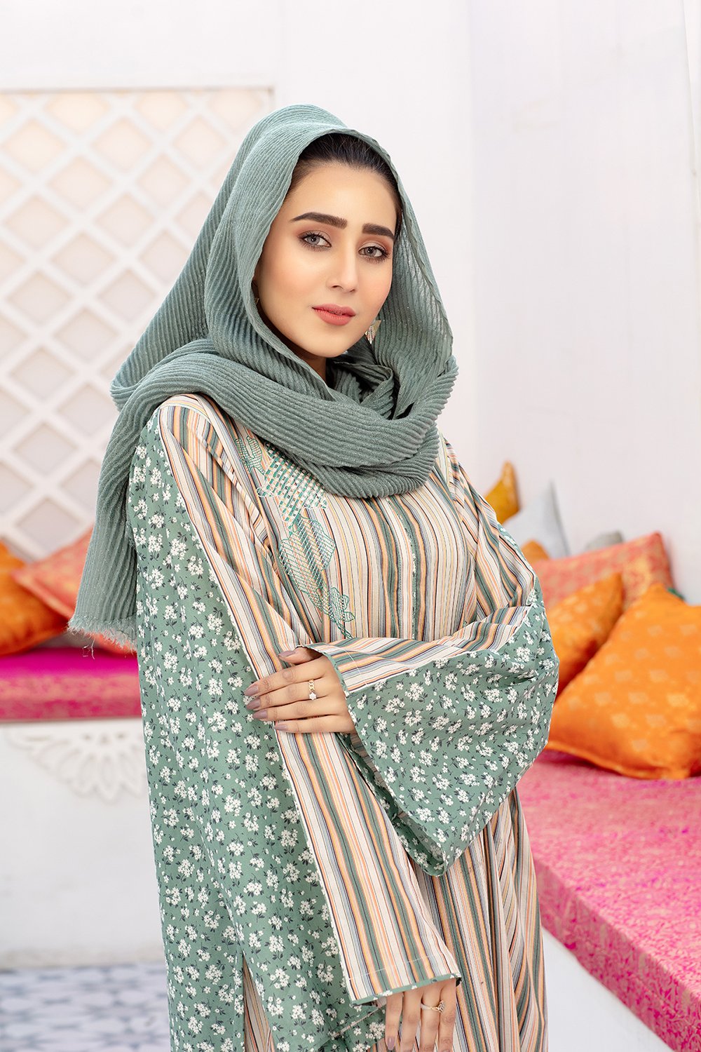 DS20-39 Printed Stitched Fustaan  1PC