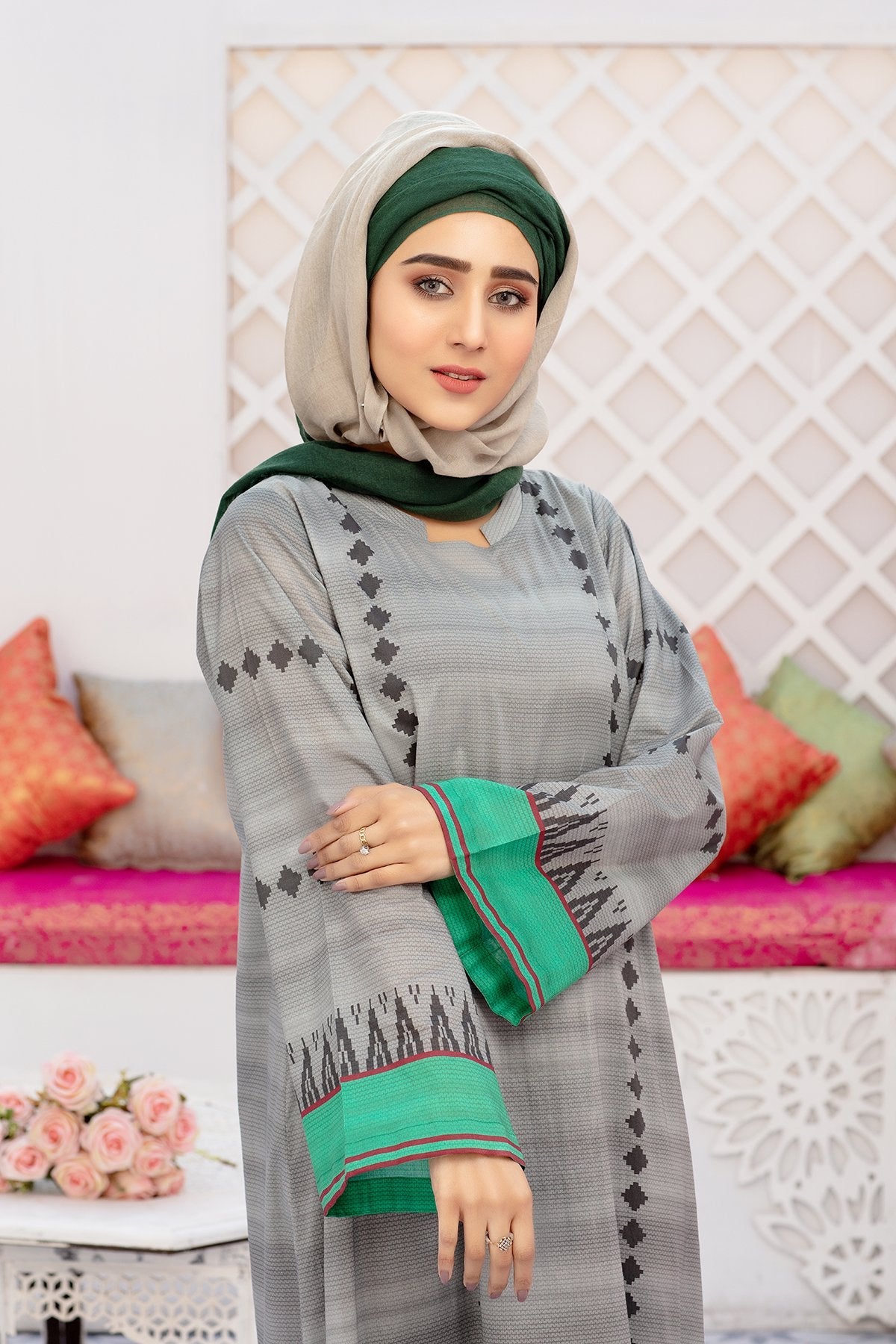 DS20-43 Printed Stitched Fustaan  1PC