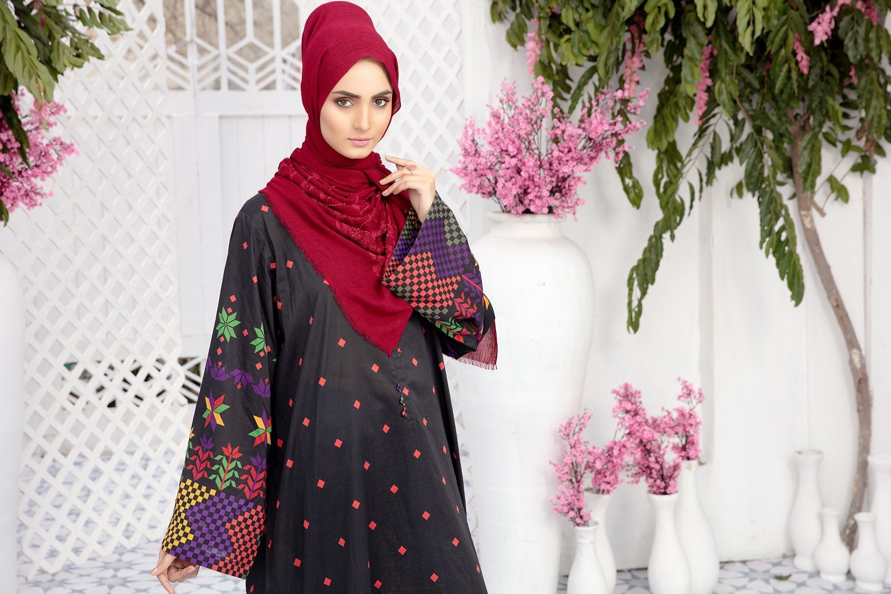 DS20-44 Printed Stitched Fustaan  1PC