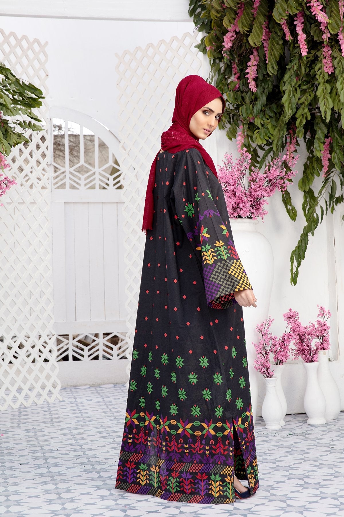 DS20-44 Printed Stitched Fustaan  1PC