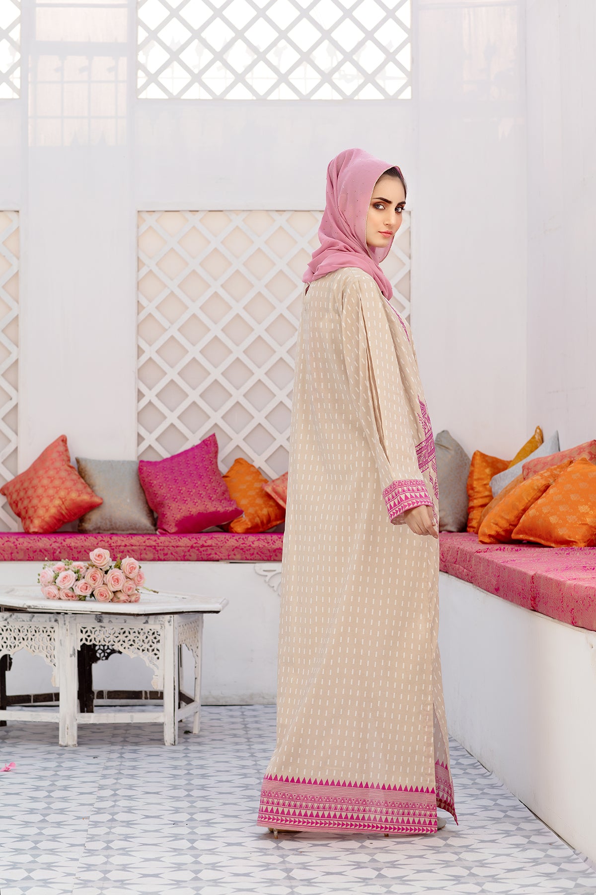 DS20-55 Printed Stitched Jalabiya – 1PC - Nishat Linen UAE