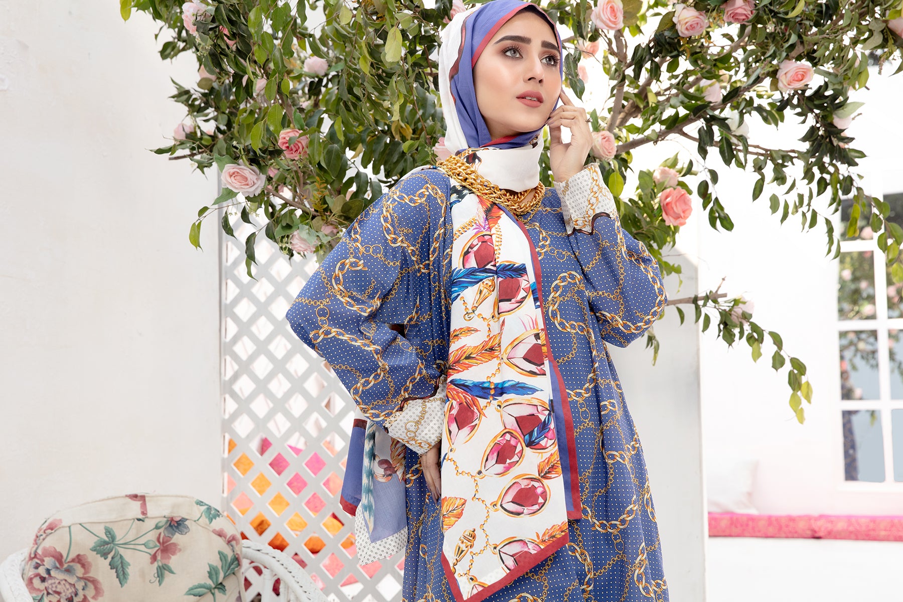 DS20-58 Printed Stitched Jalabiya – 1PC - Nishat Linen UAE