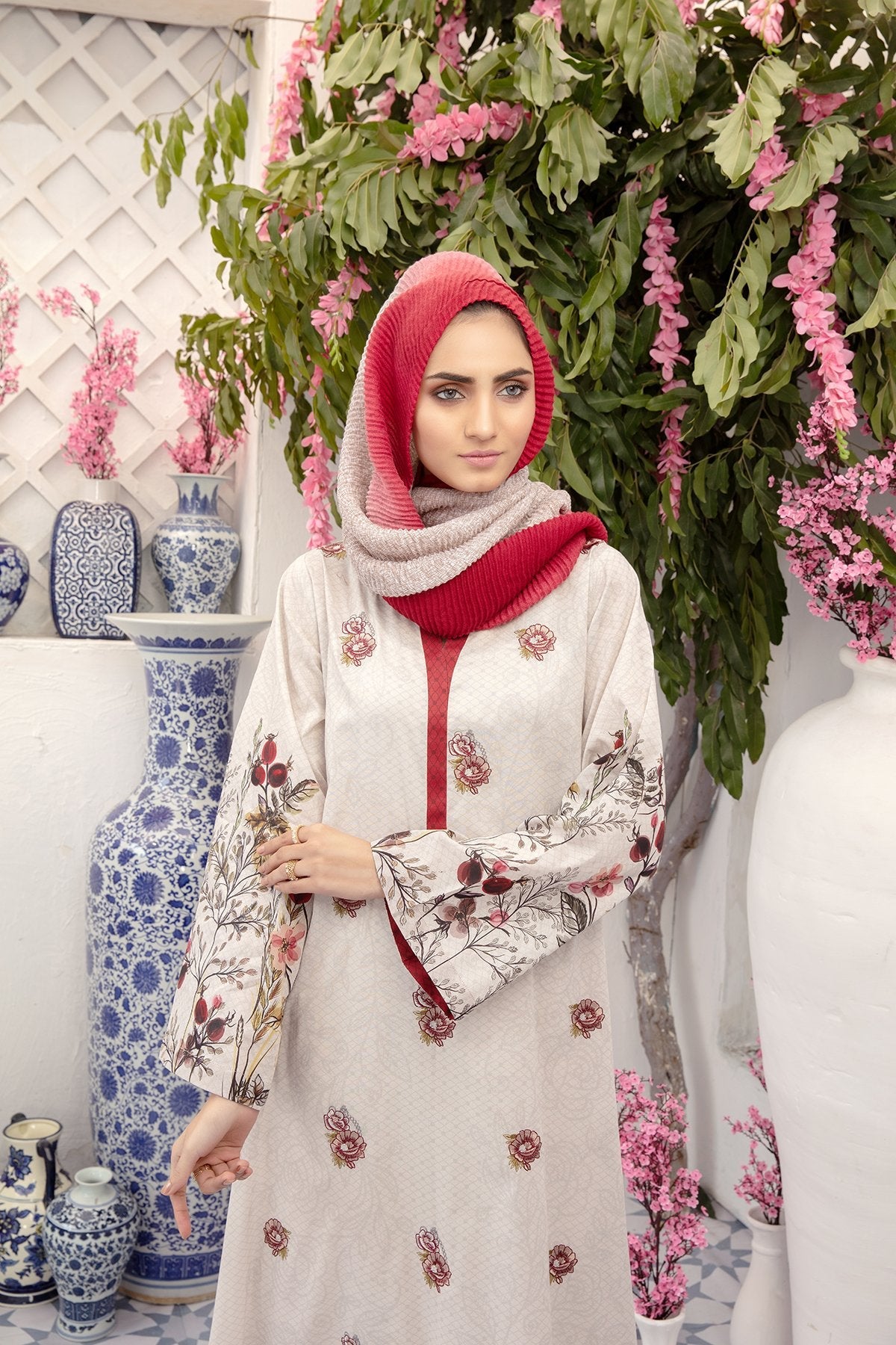 DS20-61 Printed Embroidered Stitched Fustaan  1PC
