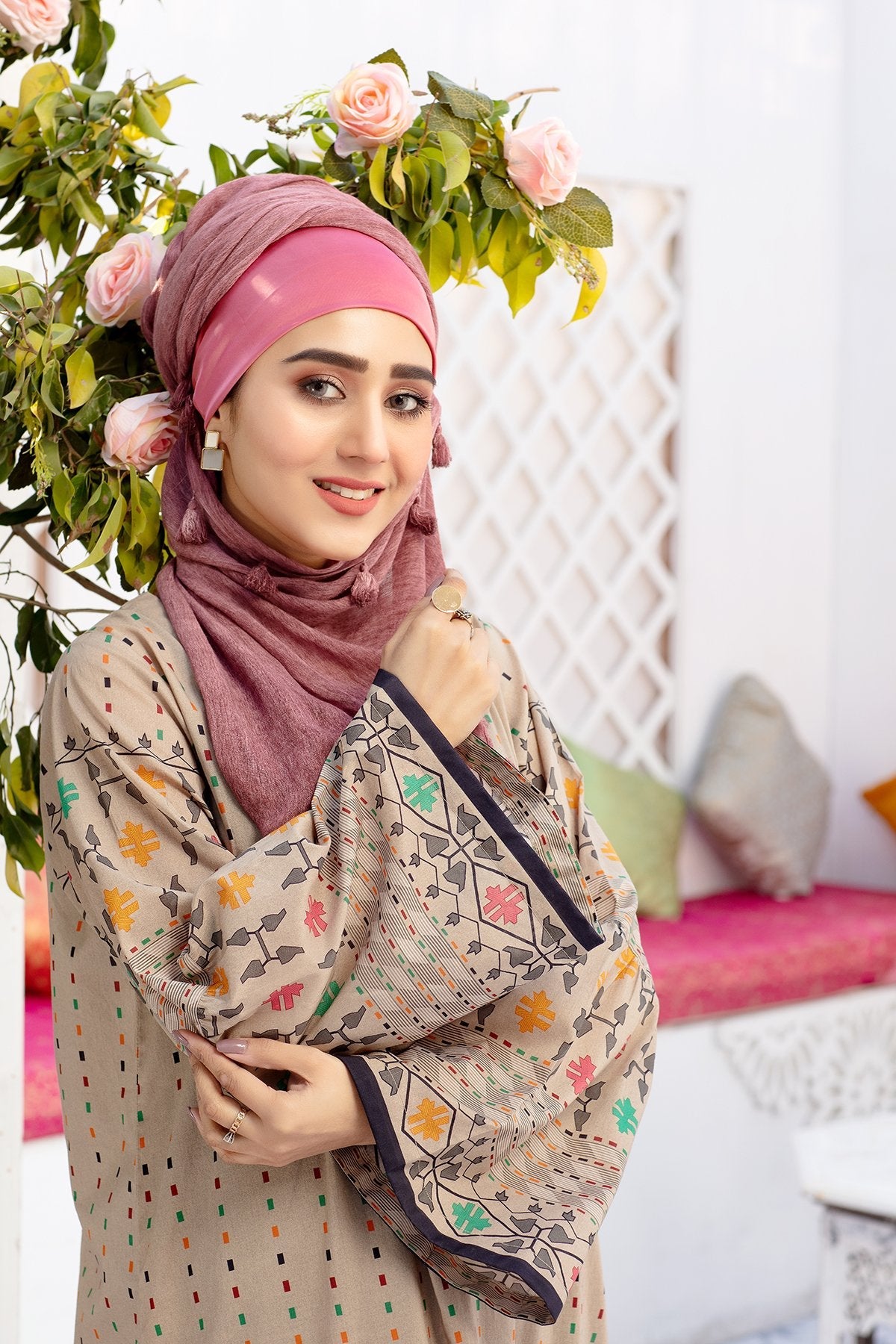 DS20-62 Printed Stitched Fustaan 1PC