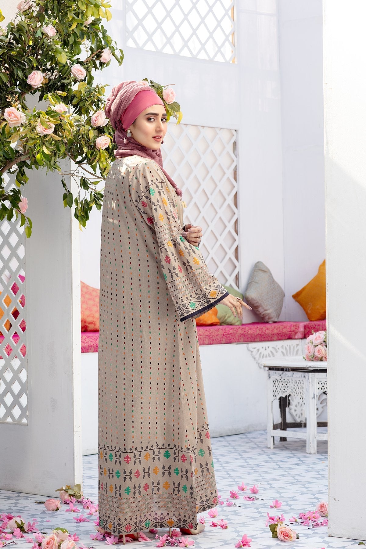DS20-62 Printed Stitched Fustaan 1PC