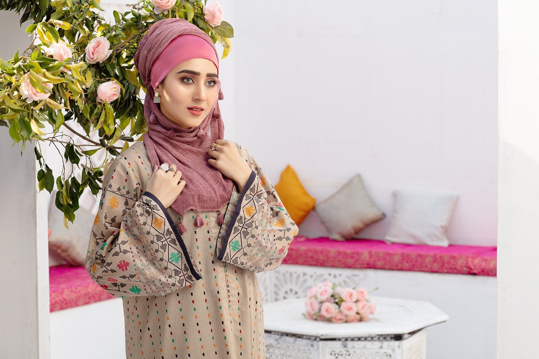 DS20-62 Printed Stitched Fustaan 1PC