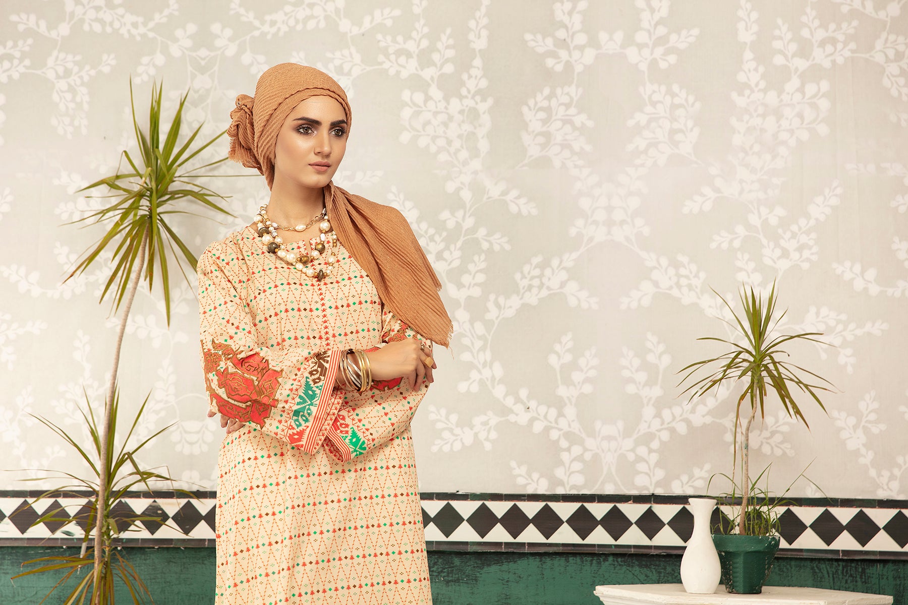 DS20-65 Printed Stitched Fustaan  1PC