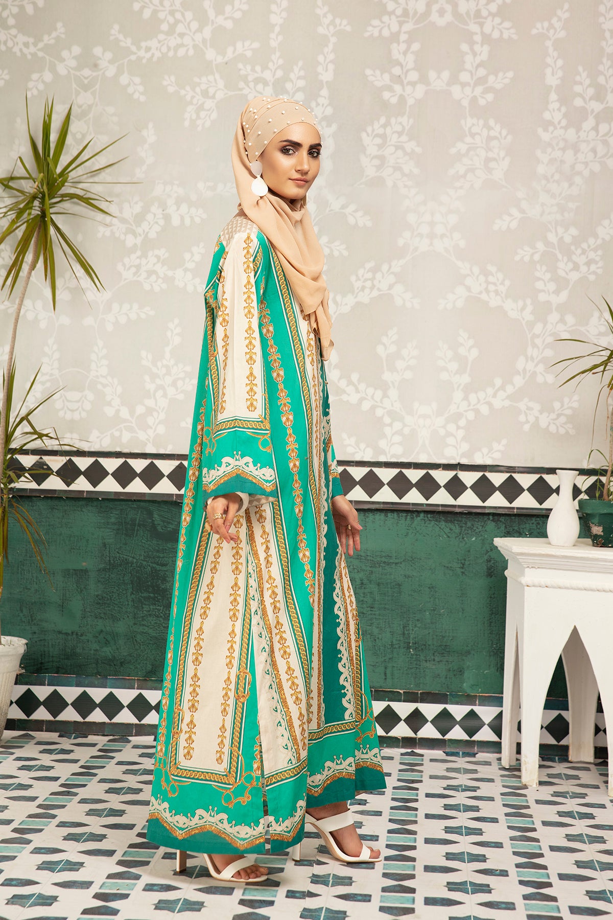 DS20-66 Printed Stitched Fustaan  1PC