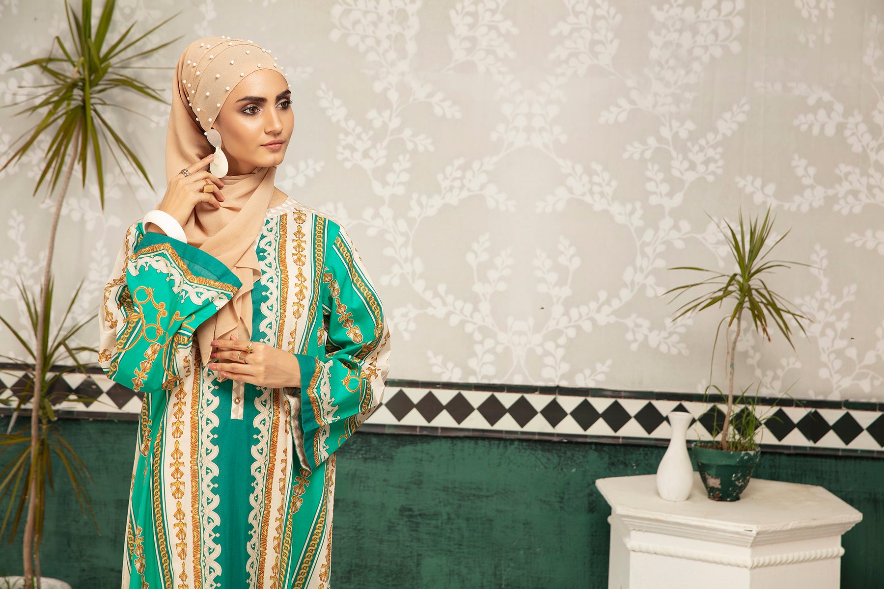 DS20-66 Printed Stitched Fustaan  1PC