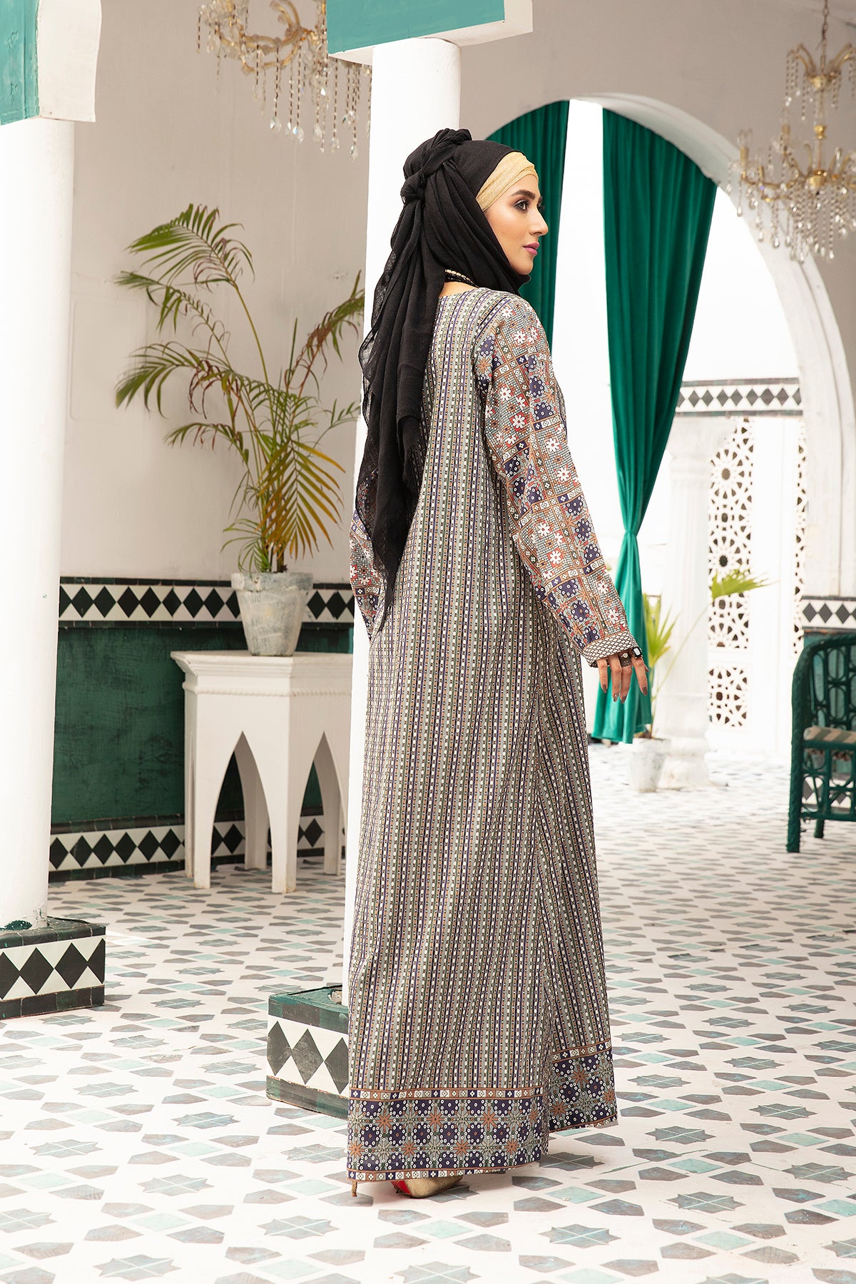 DS20-74 Printed Stitched Fustaan  1PC