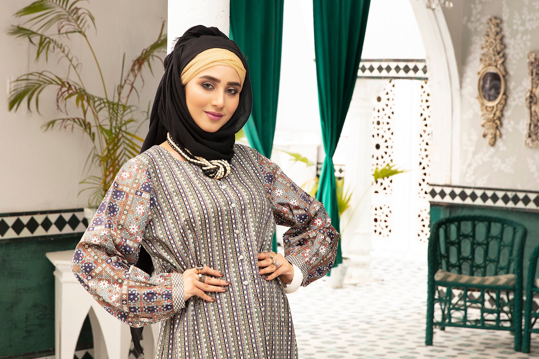 DS20-74 Printed Stitched Fustaan  1PC