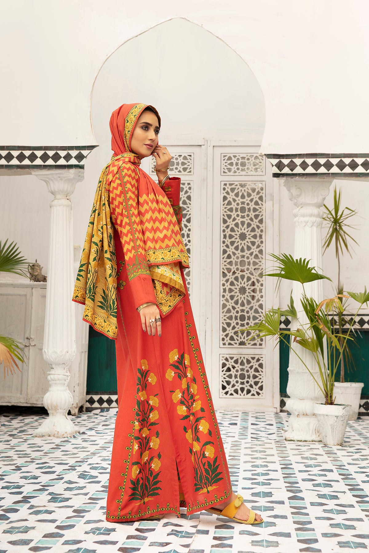 DS20-75 Printed Stitched Fustaan  1PC