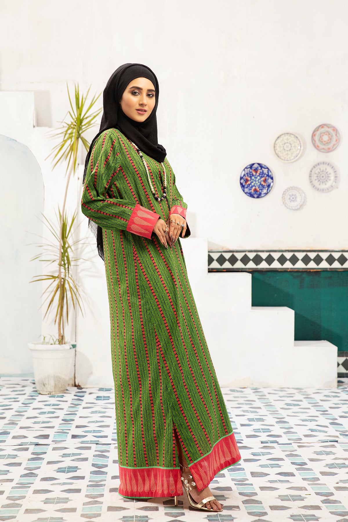 DS20-76 Printed Stitched Fustaan  1PC