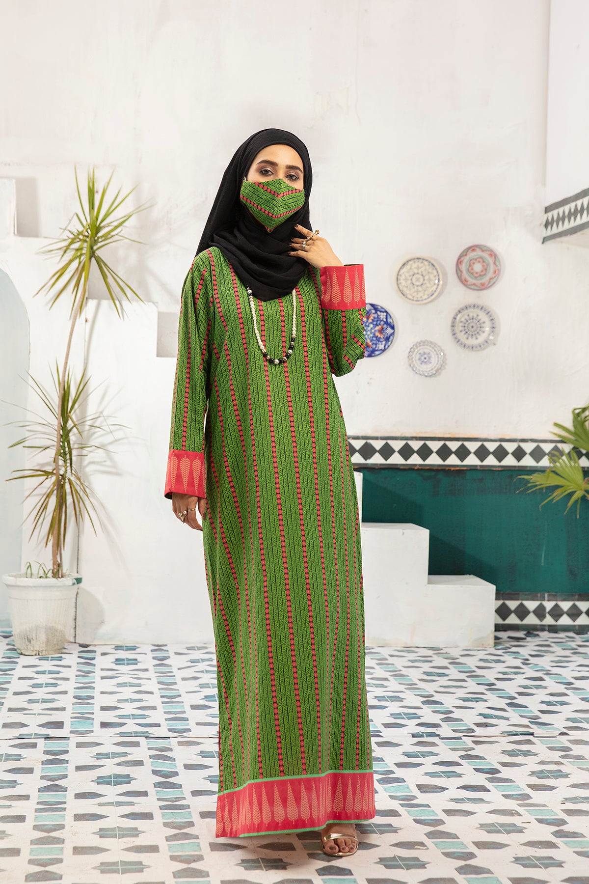 DS20-76 Printed Stitched Fustaan  1PC