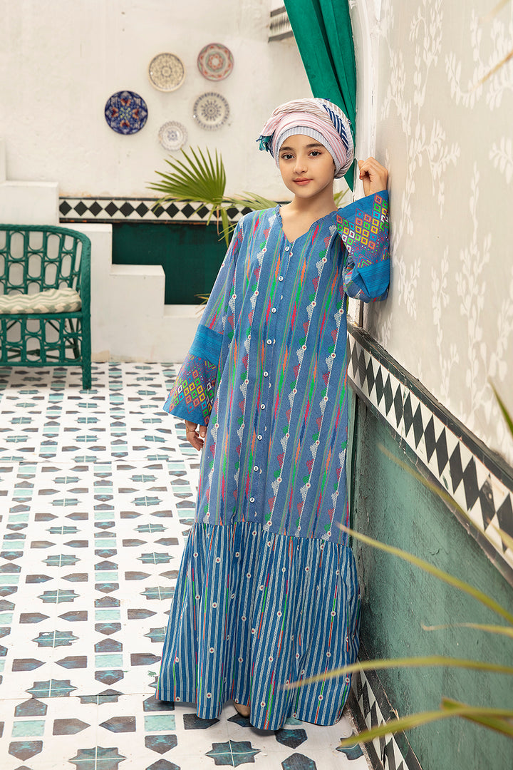 DS20-78 Printed Stitched Jalabiya for Kids – 1PC - Nishat Linen UAE