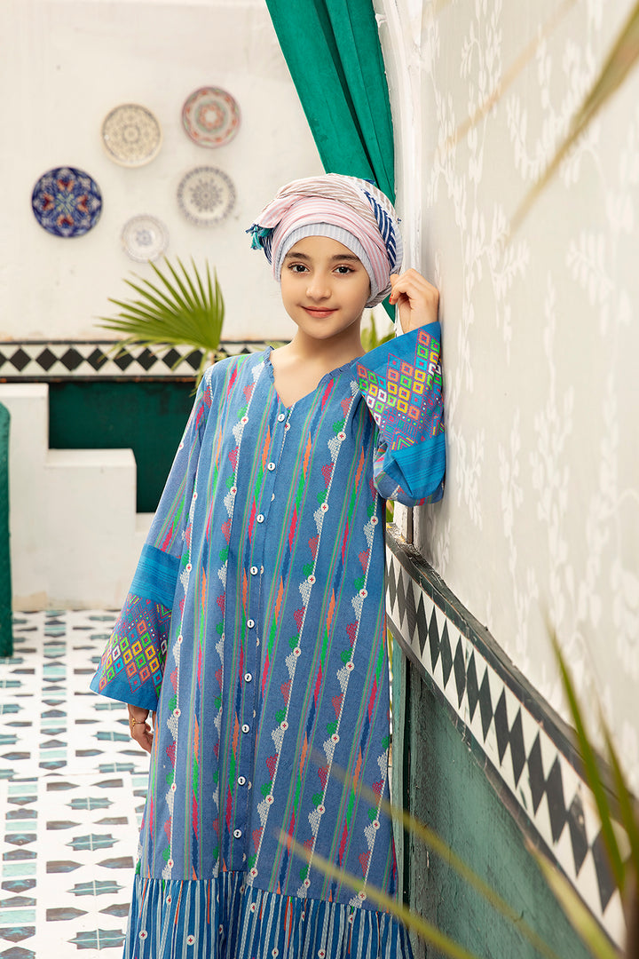 DS20-78 Printed Stitched Jalabiya for Kids – 1PC - Nishat Linen UAE