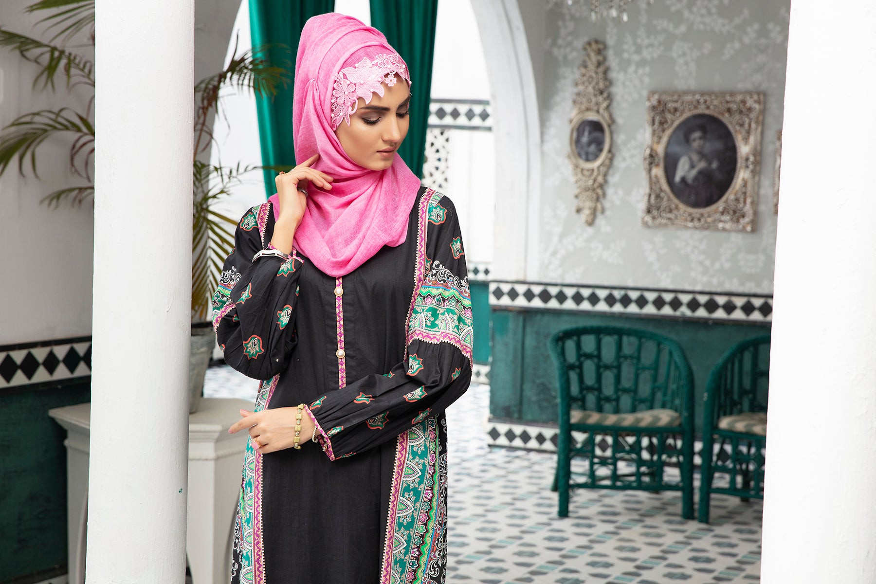 DS20-79 Printed Stitched Fustaan  1PC