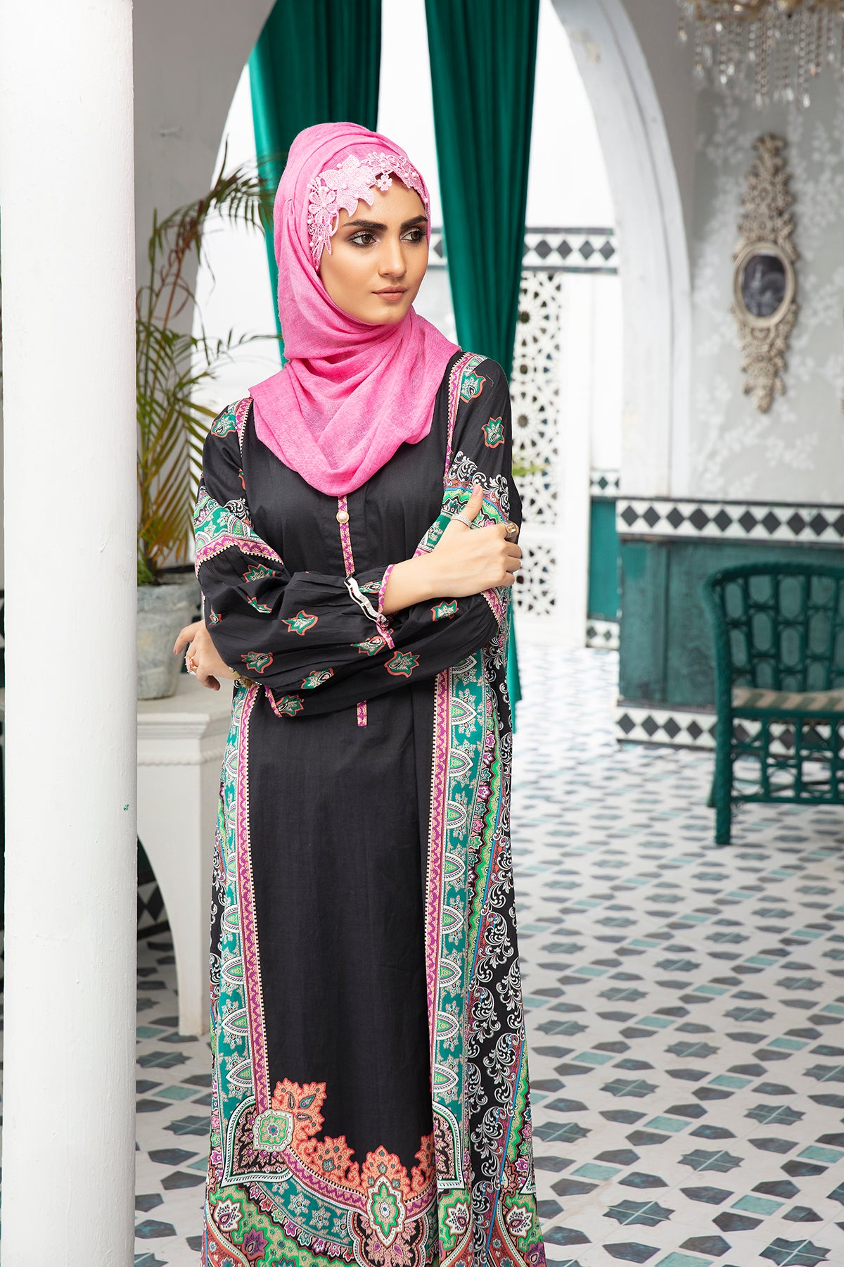 DS20-79 Printed Stitched Fustaan  1PC