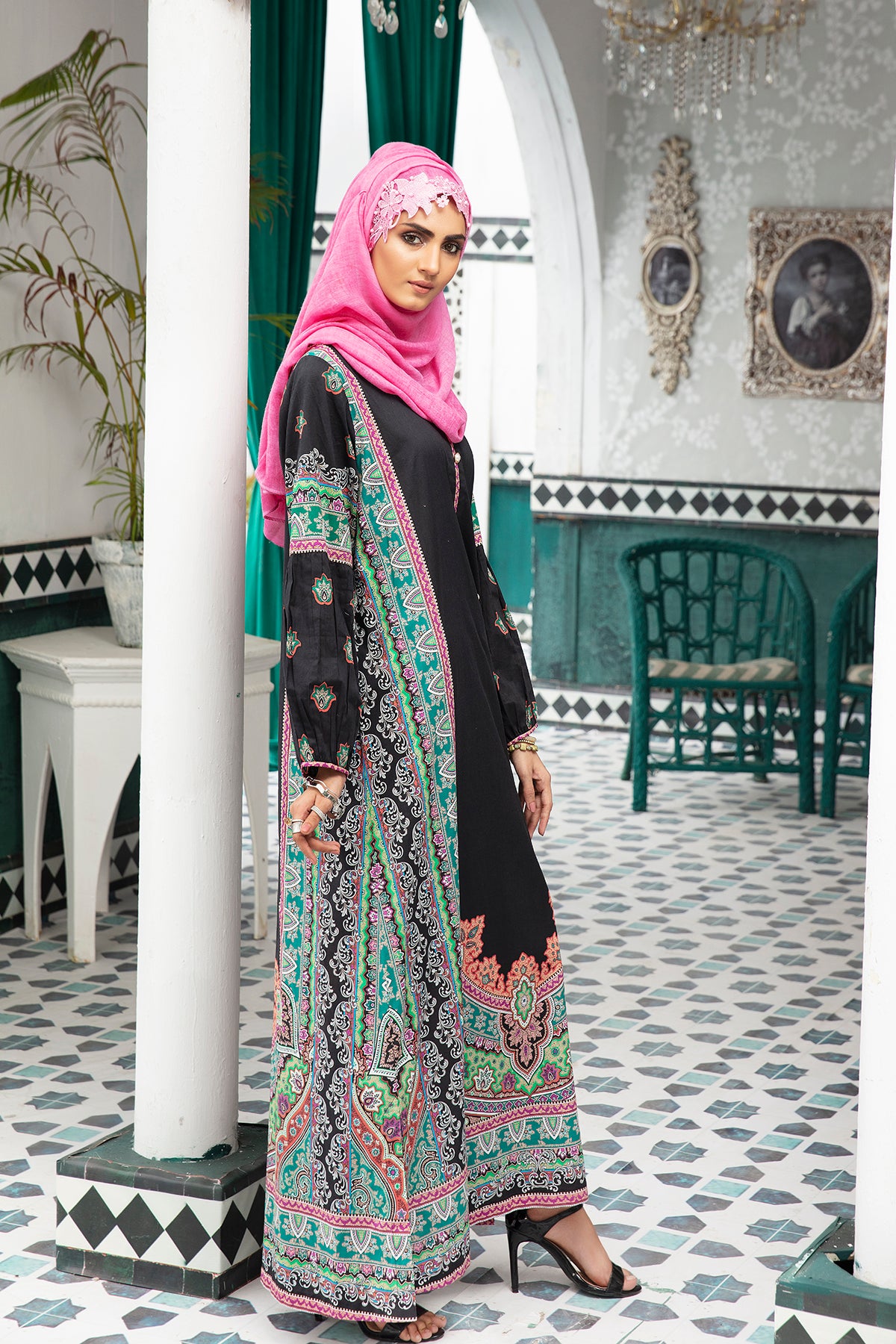DS20-79 Printed Stitched Fustaan  1PC