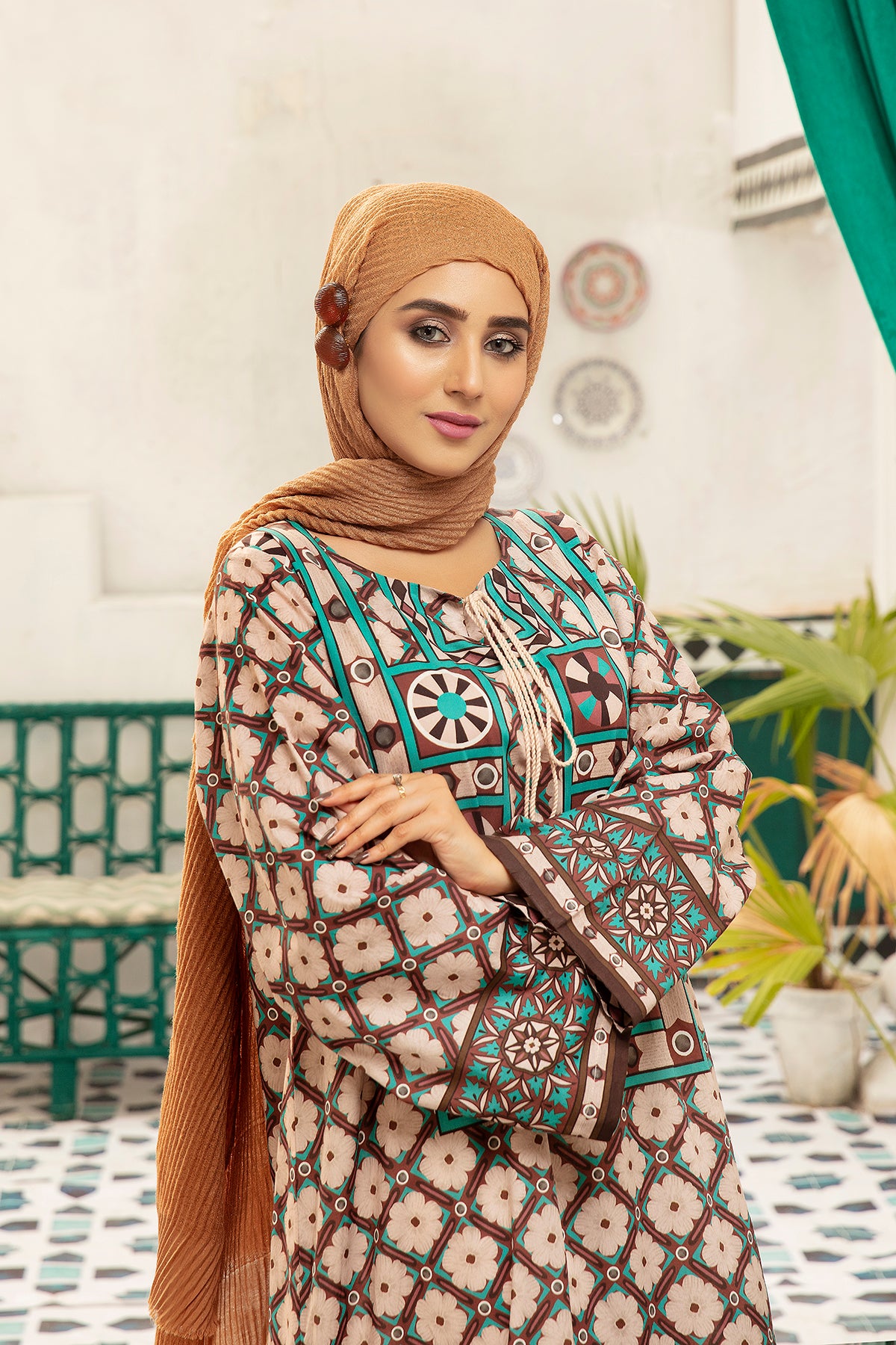 DS20-80 Printed Stitched Fustaan  1PC