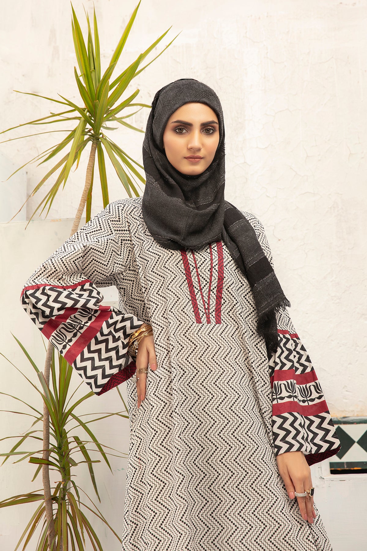 DS20-81 Printed Stitched Fustaan  1PC