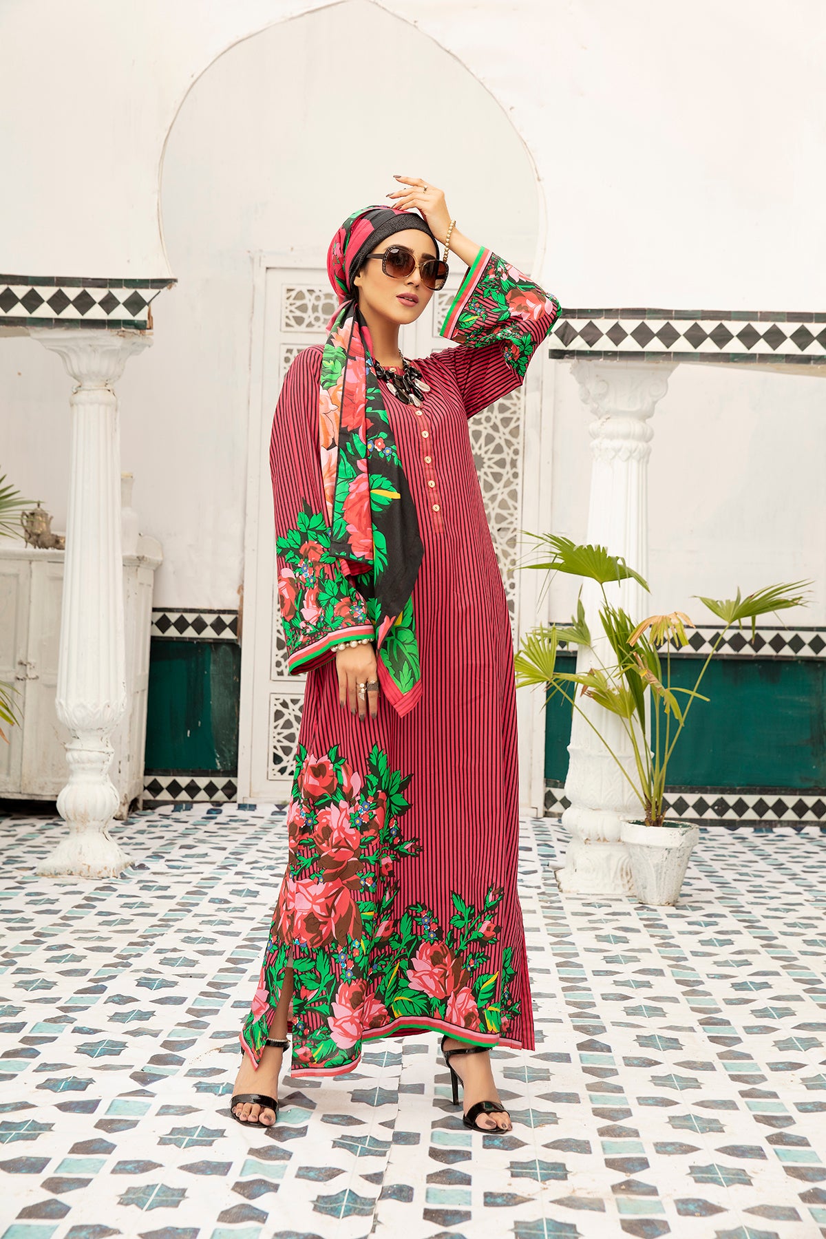 DS20-82 Printed Stitched Fustaan  1PC