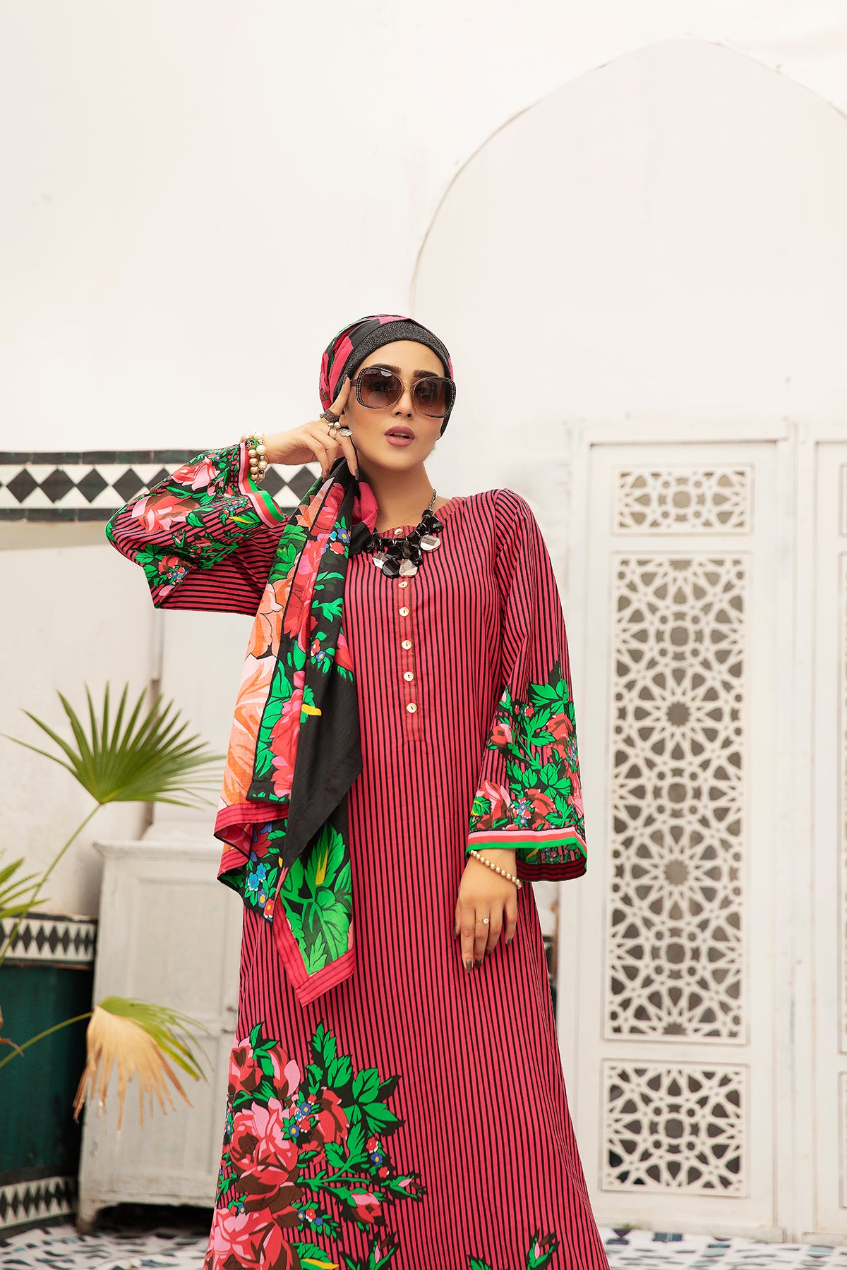 DS20-82 Printed Stitched Fustaan  1PC