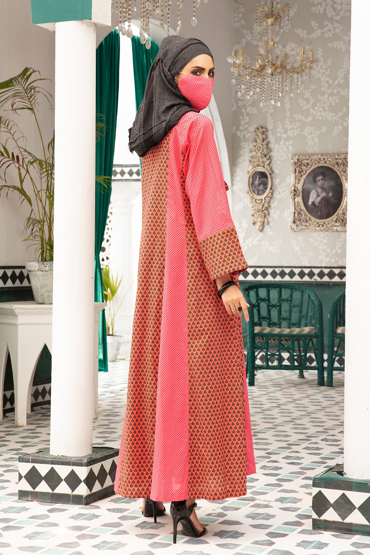 DS20-86 Printed Stitched Fustaan  1PC