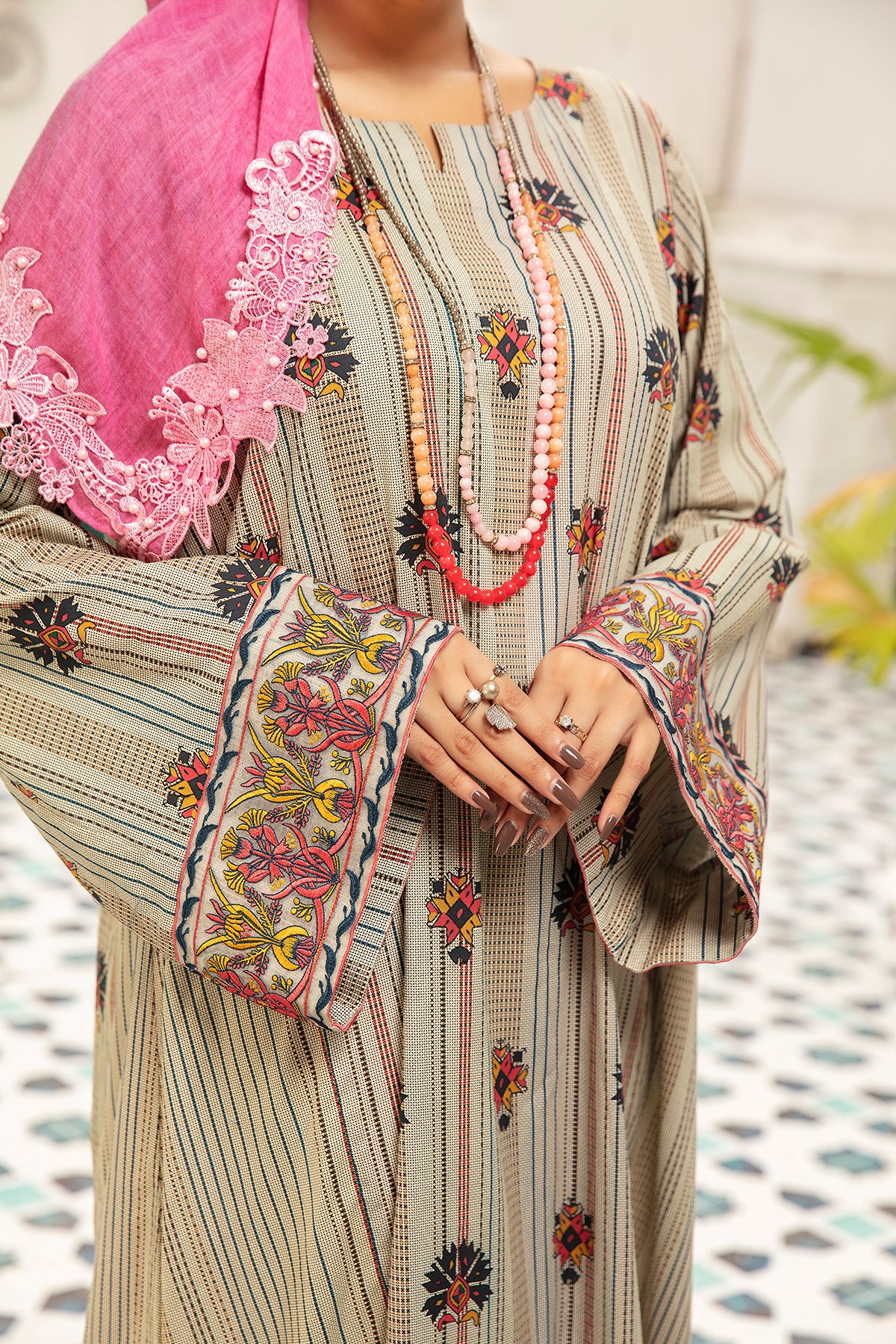 DS20-98 Printed Stitched Fustaan  1PC