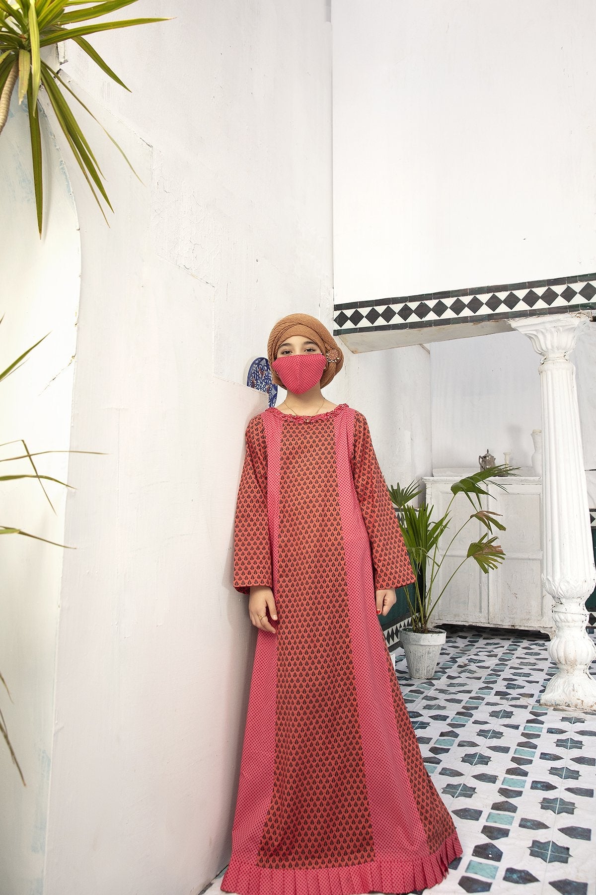 DS20-99 Printed Stitched Fustaan for Kids - 1PC