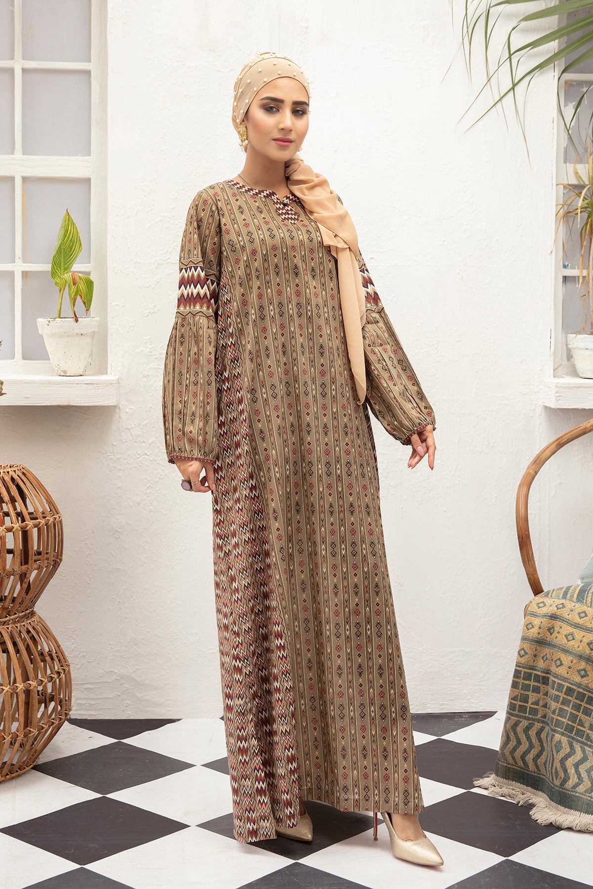 DS21-101-Digital Lawn Stitched Fustaan with Mask - 1PC